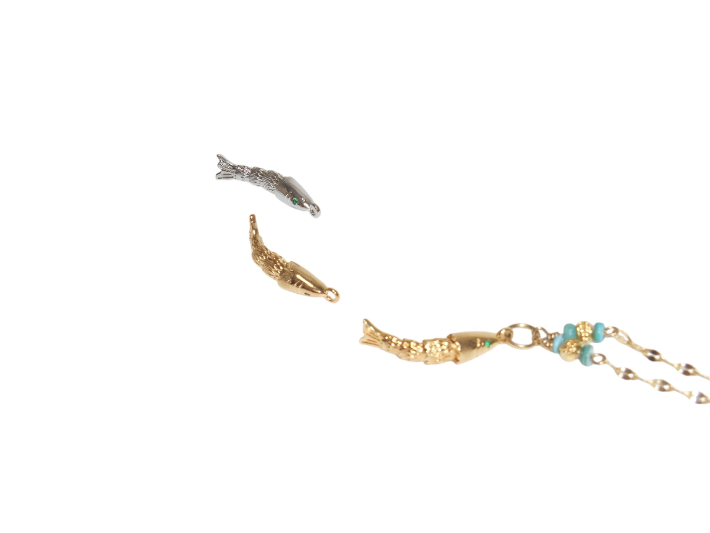 Dancing anchovy necklace (gold/silver)