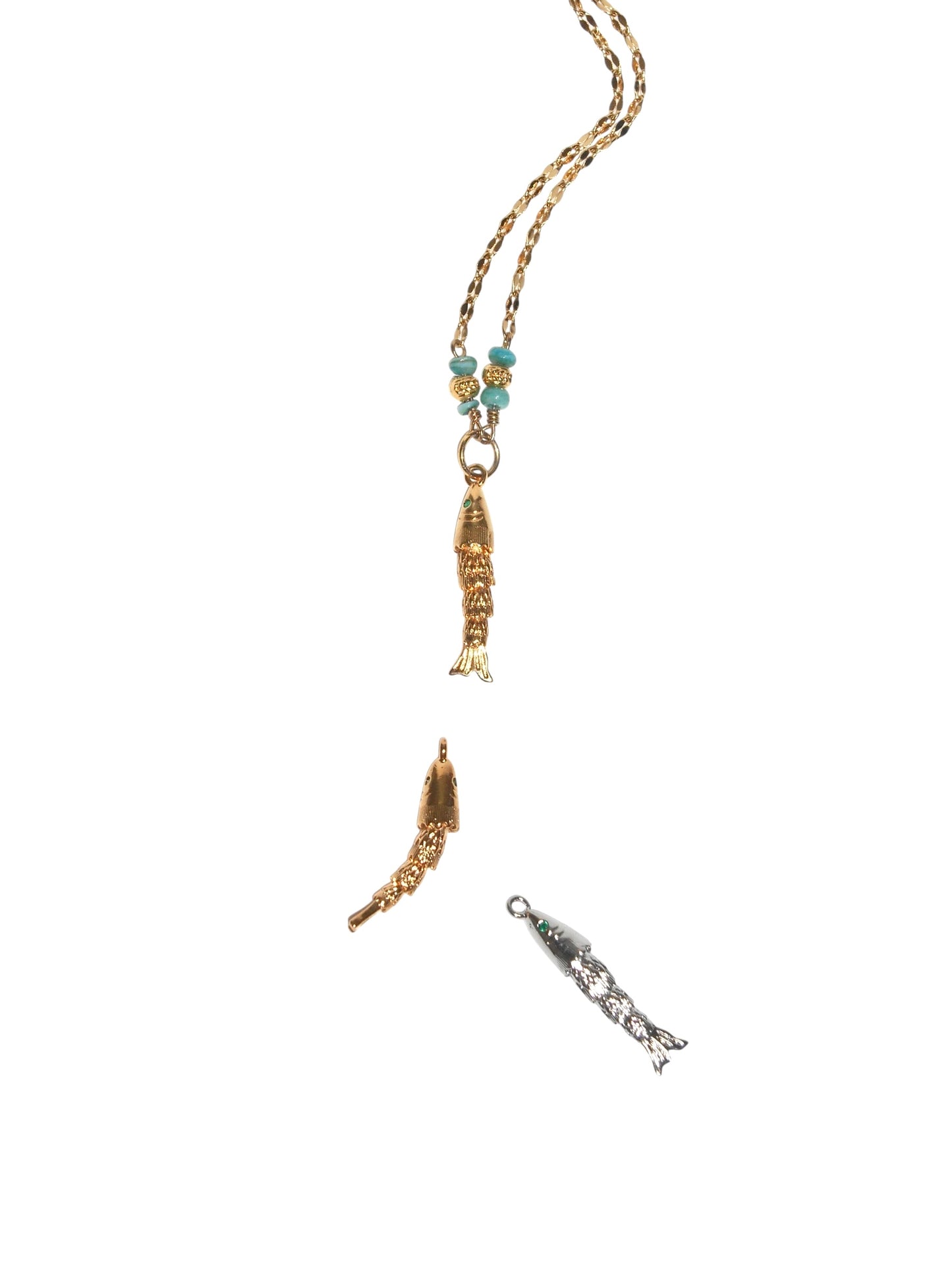 Dancing anchovy necklace (gold/silver)
